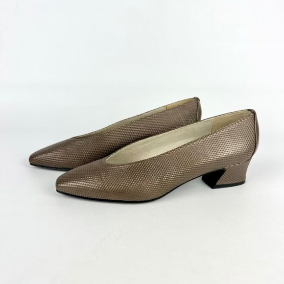 Stuart Weitzman Womens Kitten Heel Pumps Brown Bronze Snake Print size 4.5 - Picture 3 of 14